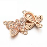 Cubic Zirconia Micro Pave Brass Connector, Bee, plated, DIY & micro pave cubic zirconia & 1/1 loop 