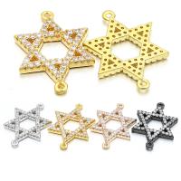 Befestiger Zirkonia Messing Schmuckverbinder, Hexagram, plattiert, DIY & Micro pave Zirkonia & hohl, keine, 16x22mm, verkauft von PC[