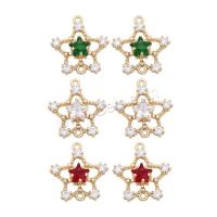 Cubic Zirconia Micro Pave Brass Connector, Star, gold color plated, DIY & with rhinestone & hollow 