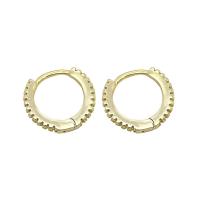 Brass Hoop Earring, brass earring lever back clip, Donut, gold color plated, for woman & with rhinestone, metallic color plated, 13mm 