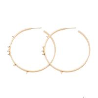 Brass Hoop Earring, brass post pin, Donut, gold color plated, for woman & hollow, metallic color plated 