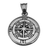 Stainless Steel Pendants, Flat Round, fashion jewelry & blacken Approx 