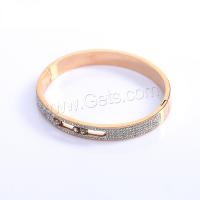 Titan Edelstahl Armband / Armreif, Titanstahl, plattiert, Micro pave Zirkonia & für Frau, metallische Farbe plattiert, 12x2.5mm, Länge:ca. 6.6 ZollInch, verkauft von PC