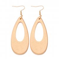 Wood Earring, with Zinc Alloy, Teardrop, for woman & hollow 