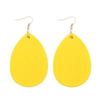 Wood Earring, with Zinc Alloy, Teardrop, fashion jewelry & for woman 