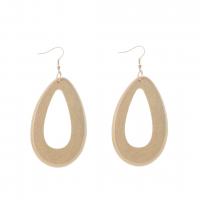 Wood Earring, with Zinc Alloy, Teardrop, for woman & hollow 