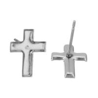 Stainless Steel Earring Stud Component, Cross, original color 0.5mm 