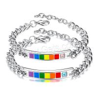 Titan Edelstahl Armband / Armreif, Titanstahl, plattiert, Modeschmuck & unisex & mit kubischem Zirkonia, keine, 48x5mm,45x7mm, verkauft von Strang