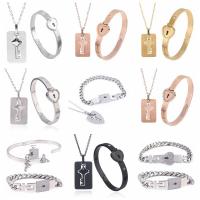 Titan-Stahl Schmuck-Set, Titanstahl, plattiert, 2 Stück & Modeschmuck & unisex & verschiedene Stile für Wahl & mit Strass, keine, 170mm, verkauft von setzen