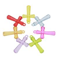 Transparent Acrylic Pendants, Cross, DIY, mixed colors Approx 3mm, Approx 