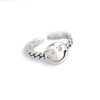 Anillo de Plata Ley, Plata de ley 925, Cara sonriente, para mujer & hueco, plateado, 10.1mm, Vendido por UD