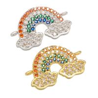 Befestiger Zirkonia Messing Schmuckverbinder, Regenbogen, plattiert, DIY & Micro pave Zirkonia, keine, 20x2.5x13mm, verkauft von PC