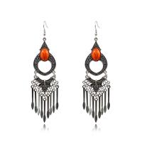 Moda flecos pendientes, aleación de zinc, con turquesa, chapado, Joyería & para mujer, más colores para la opción, libre de níquel, plomo & cadmio, 113x31mm, Vendido por Par