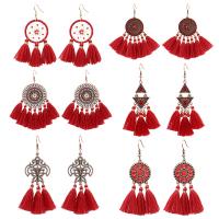 Fashion Tassel Earring, Zinc Alloy, with Cotton Thread, plated, fashion jewelry & for woman 