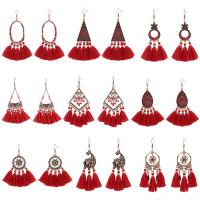 Fashion Tassel Earring, Zinc Alloy, with Cotton Thread, plated, fashion jewelry & for woman 