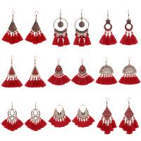 Fashion Tassel Earring, Zinc Alloy, with Cotton Thread, plated, fashion jewelry & for woman 