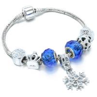 aleación de zinc Pulsera de Europeo, con Cuentas de vidrio, chapado, Joyería & diverso tamaño para la opción & para mujer, más colores para la opción, libre de níquel, plomo & cadmio, Vendido por Sarta