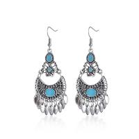 boucle d'oreille de goutte en Zinc Alloy et Émail  , alliage de zinc, lune, Plaqué de couleur d'argent, Vintage & pour femme & émail & creux, plus de couleurs à choisir Vendu par paire