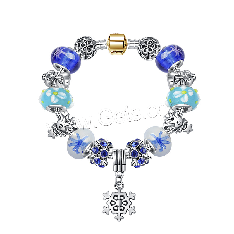 Europa gemischt Kristall Armbänder, Zinklegierung, plattiert, Weihnachts-Design & verschiedene Größen vorhanden & für Frau & mit Strass, blau, verkauft von Strang