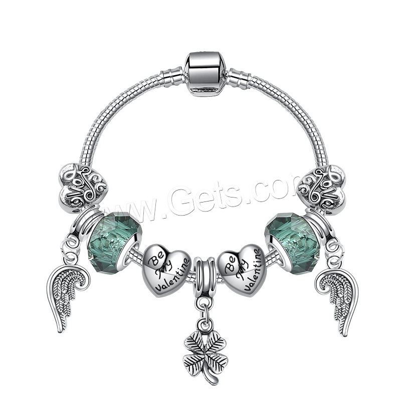 Europa gemischt Kristall Armbänder, Zinklegierung, mit Lampwork, plattiert, verschiedene Größen vorhanden & verschiedene Stile für Wahl & Micro pave Zirkonia & für Frau & Emaille, keine, verkauft von Strang