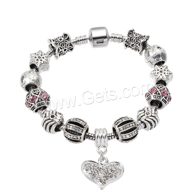 Europa gemischt Kristall Armbänder, Zinklegierung, mit Lampwork, plattiert, verschiedene Größen vorhanden & verschiedene Stile für Wahl & Micro pave Zirkonia & für Frau & Emaille, keine, verkauft von Strang