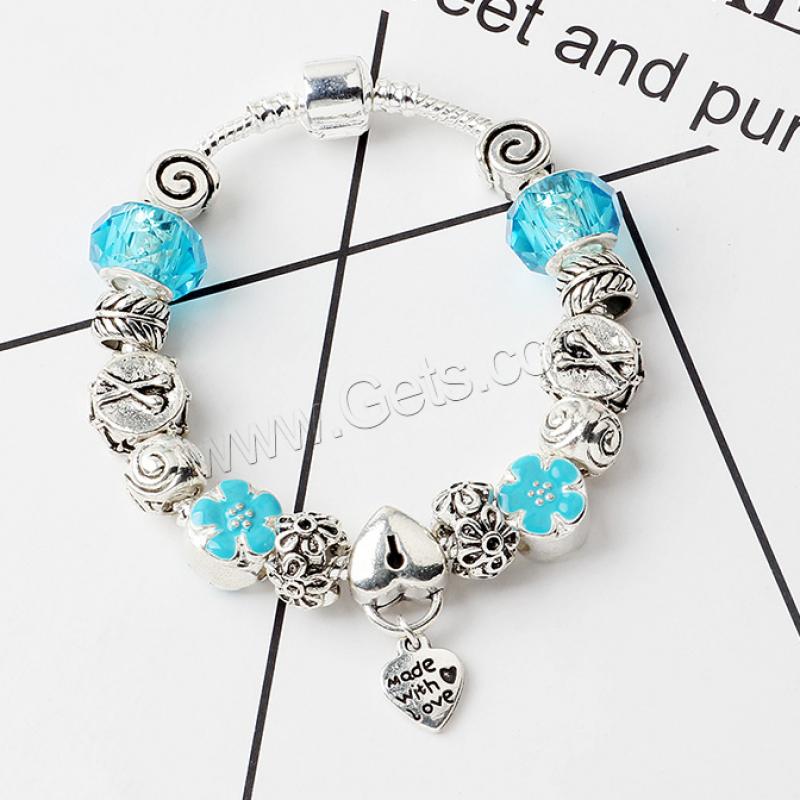 Europa gemischt Kristall Armbänder, Zinklegierung, mit Lampwork, plattiert, verschiedene Größen vorhanden & verschiedene Stile für Wahl & Micro pave Zirkonia & für Frau & Emaille, keine, verkauft von Strang