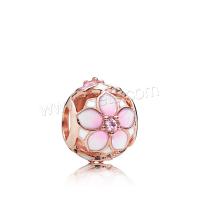 Zinc Alloy European Large Hole Beads, rose gold color plated, DIY & enamel & with rhinestone, metallic color plated 