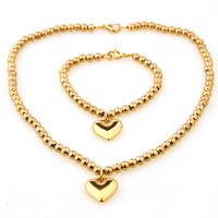 Fashion Stainless Steel Jewelry Sets, bracelet & necklace, gold color plated & for woman, metallic color plated, 6mm,20mm,210mm,450mm Approx 17.7 Inch 