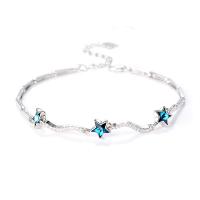 Strass bracelets de cuivre, laiton, Placage, bijoux de mode & pour femme & avec strass, bleu, 16.5+4cm, Vendu par brin