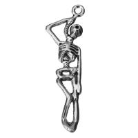 Pendentifs crâne en alliage de zinc, squelette, bijoux de mode & noircir, argent Environ 2mm, Vendu par PC