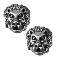 Pendentifs animaux en alliage de zinc, lion, noircir, argent Environ 1.5mm, Vendu par PC