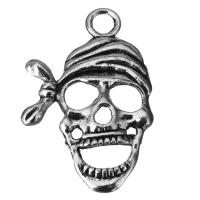 Pendentifs crâne en alliage de zinc, bijoux de mode & noircir, argent Environ 3mm, Vendu par PC