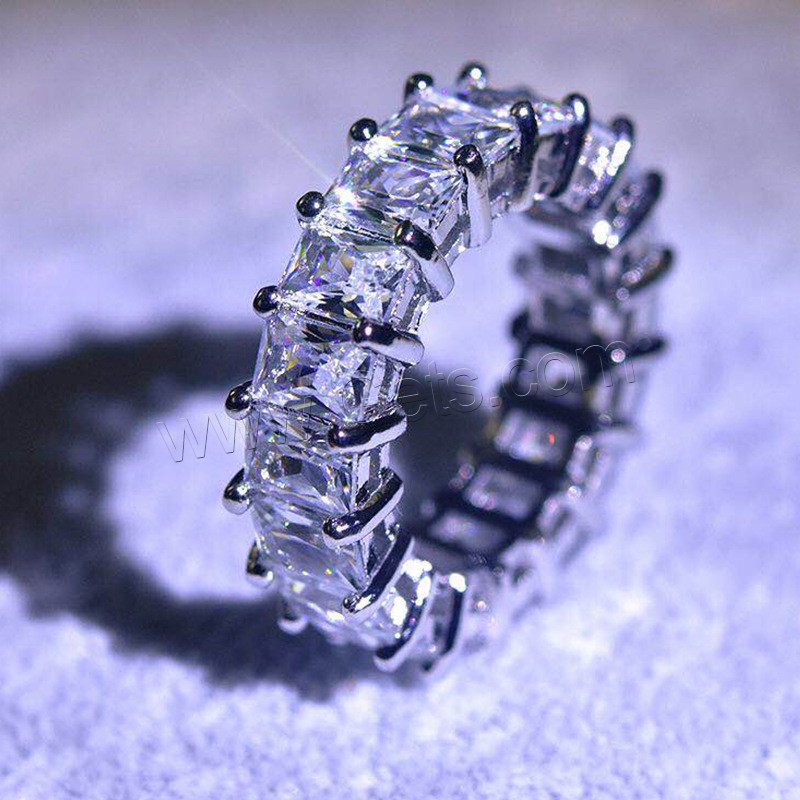 Zinklegierung Fingerring , plattiert, verschiedene Größen vorhanden & Micro pave Zirkonia & für Frau, metallische Farbe plattiert, verkauft von PC