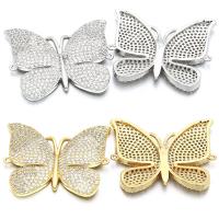 Befestiger Zirkonia Messing Schmuckverbinder, Schmetterling, plattiert, DIY & Micro pave Zirkonia, keine, 33x30mm, verkauft von PC