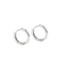 Brass Huggie Hoop Earring, fashion jewelry & for woman, silver color, 14.5mm 