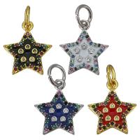 Cubic Zirconia Micro Pave Brass Pendant, Star, plated, micro pave cubic zirconia & enamel Approx 4mm 