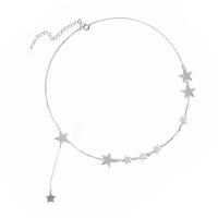 Mode Collier Choker, laiton, étoile, bijoux de mode & pour femme, blanc, 33cm+5cm, Vendu par PC