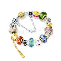 Europeo pulseras de cristal mixto, aleación de zinc, con Cristal de murano, chapado, diverso tamaño para la opción & diferentes estilos para la opción & micro arcilla de zirconia cúbica & para mujer, más colores para la opción, Vendido por Sarta