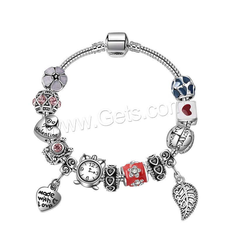 Europa gemischt Kristall Armbänder, Zinklegierung, mit Lampwork, plattiert, verschiedene Größen vorhanden & verschiedene Stile für Wahl & Micro pave Zirkonia & Emaille, keine, verkauft von Strang