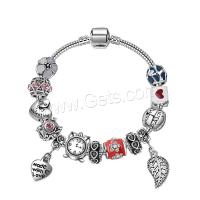 Europeo pulseras de cristal mixto, aleación de zinc, con Cristal de murano, chapado, diverso tamaño para la opción & diferentes estilos para la opción & micro arcilla de zirconia cúbica & esmalte, más colores para la opción, Vendido por Sarta