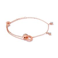 Titanio Acero Pulseras y brazaletes, Partículas de acero, con 1.57 inch extender cadena, chapado en color rosa dorada, diferentes estilos para la opción & para mujer & con diamantes de imitación, chapado en color metálico, 160mm,400mm, longitud:aproximado 15.7 Inch, Vendido por Sarta