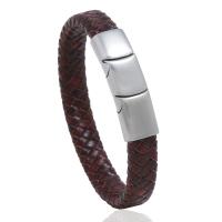 PU Schnur Armbänder, PU Leder, mit 316 Edelstahl, Modeschmuck & für den Menschen, keine, 13mm, Länge:8.86 ZollInch, verkauft von Strang