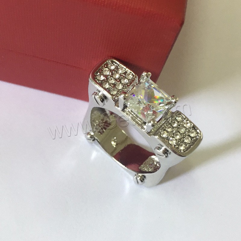 Zinc Alloy Finger Ring, plated, different size for choice & micro pave cubic zirconia & for woman, more colors for choice, Sold By PC