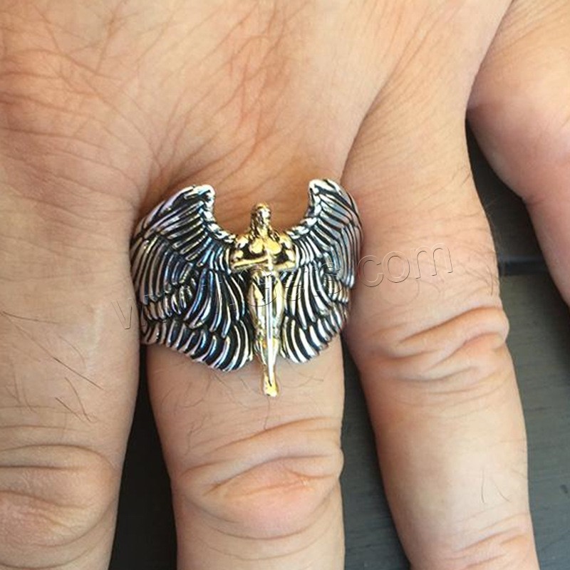 Zinc Alloy Finger Ring, Angel, plated, different size for choice & for man, more colors for choice, Sold By PC