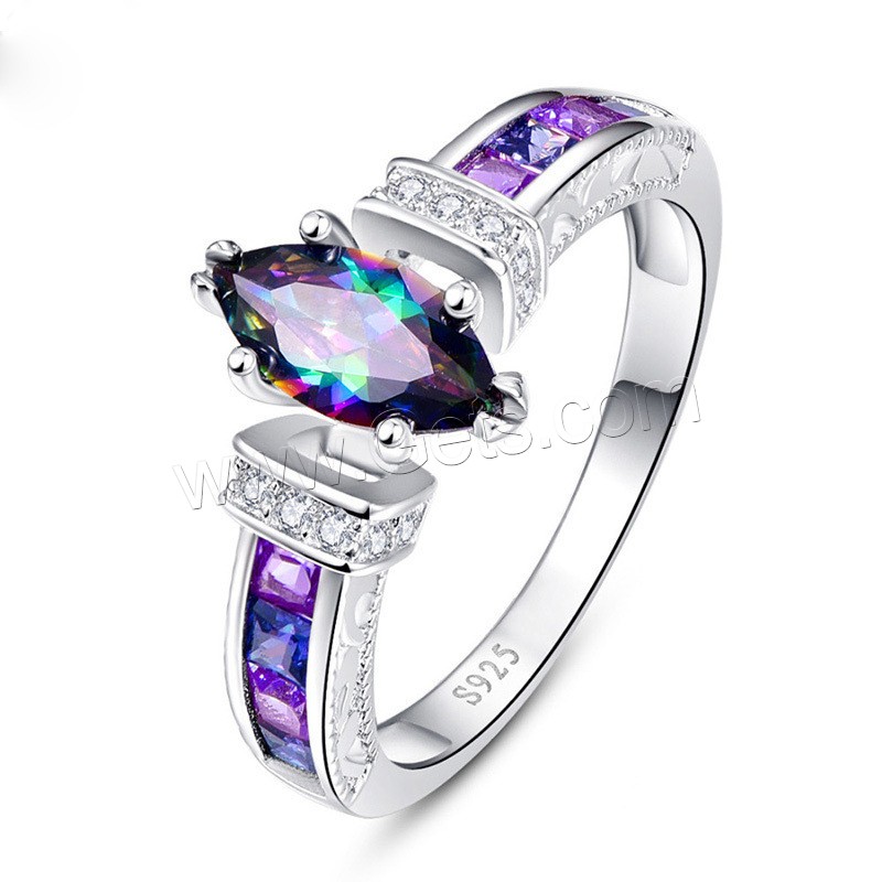 Zinc Alloy Finger Ring, plated, different size for choice & micro pave cubic zirconia & for woman, purple, Sold By PC