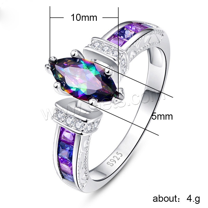 Zinc Alloy Finger Ring, plated, different size for choice & micro pave cubic zirconia & for woman, purple, Sold By PC