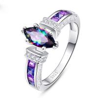 Zinc Alloy Finger Ring, plated & micro pave cubic zirconia & for woman, purple 