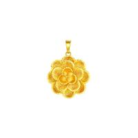 Pendentifs en laiton de fleur, Alliage de cuivre, Placage de couleur d'or, pour femme, couleur métallique plaquée Vendu par PC