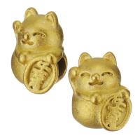 laiton goutte, Fortune Cat, Placage de couleur d'or, bijoux de mode Environ 5mm, Vendu par PC