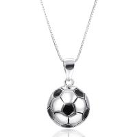 Collier de bijoux en argent , Argent sterling 925, Football, Placage de couleur argentée, pour femme & émail Vendu par PC